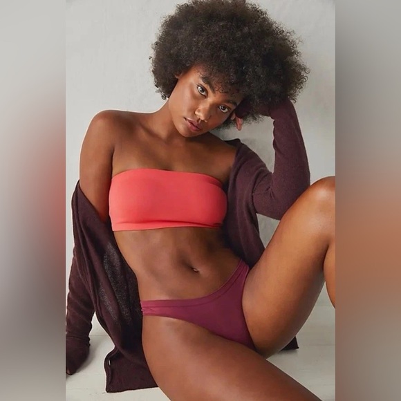 *NWT* Free People Nina Unlined Seamless Bandeau Bralette in Cayenne - Picture 3 of 6
